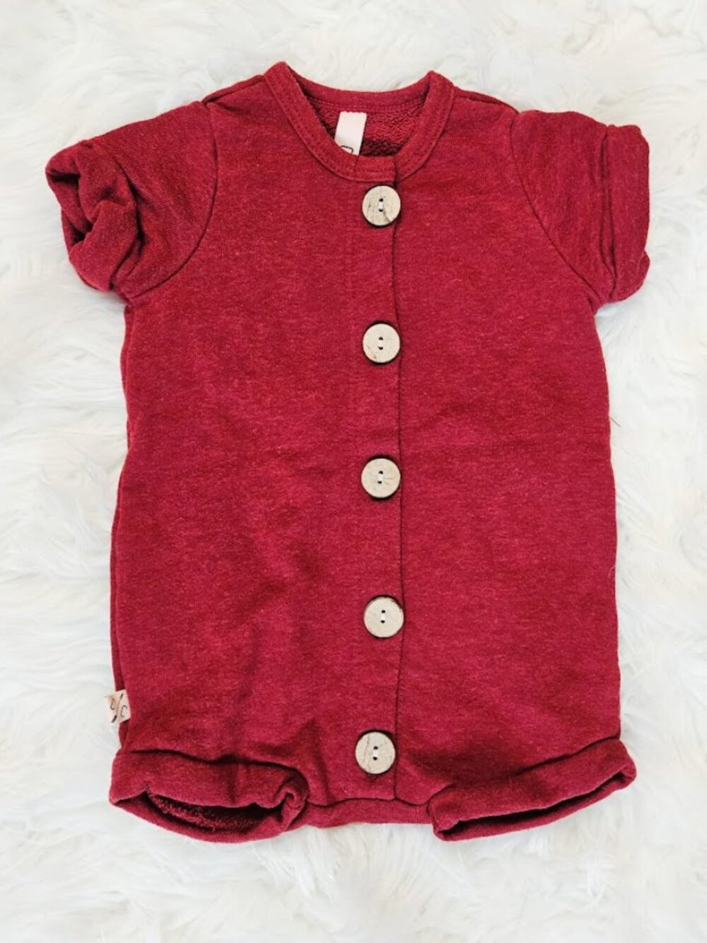 Childhoods Red Wood Button Up Romper One Piece Cotton Blend Baby Kids Boy 6-12M